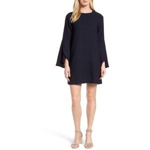 Tulip Sleeve Shift Dress Halogen Navy XXS Petite P